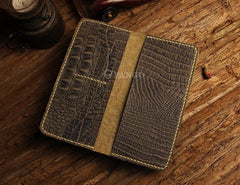 Handmade Leather Alligator Pattern Mens Cool Travel Long Wallet Card Holder Card Slim Clutch Wallets for Men - imessengerbags