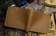 Handmade Leather Mens Cool Slim Leather Wallet Men billfold Wallets Bifold for Men - imessengerbags