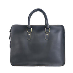 Vintage Dark Brown Leather Mens 14 inches Briefcase Black Work Briefcase Handbags For Men - imessengerbags