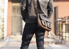 Handmade Leather Mens Cool Shoulder Bag Messenger Bag Chest Bag Bike Bag Cycling Bag for men - imessengerbags