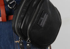 Genuine Leather Mens Cool Chest Bag Sling Bag Crossbody Bag Travel Bag Hiking Bag for men