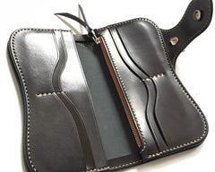 Handmade Leather Biker Wallet Mens Cool Chain Wallet Trucker Wallet with Chain