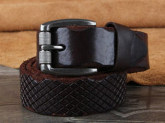 Genuine Leather Punk Rock Biker Trucker Mens Belt Men Black Coffee Belt for Men