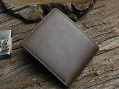 Handmade Leather Mens Cool Slim Leather Wallet Men billfold Wallets Bifold for Men - imessengerbags