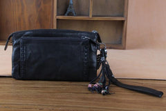 Handmade Genuine Leather Mens Cool Long Leather Wallet Zipper Clutch Wristlet Wallet for Men - imessengerbags