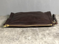 Genuine Leather Mens Clutch Cool Slim Wallet Zipper Clutch Wristlet Wallet for Men