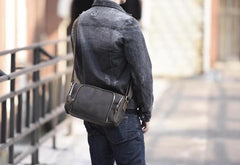 Handmade Leather Mens Cool Shoulder Bag Messenger Bag Chest Bag Bike Bag Cycling Bag for men - imessengerbags