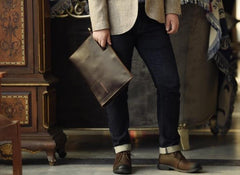 Genuine Leather Mens Cool Messenger Bag Clutch Wristlet Bag Work Bag Business Bag for men - imessengerbags