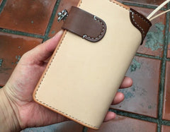 Handmade Leather Biker Wallet Mens Cool Short Chain Wallet Trucker Wallet with Chain