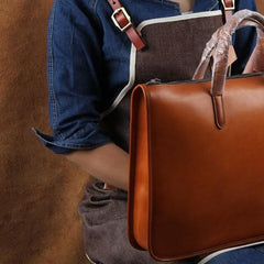 Handmade Leather Mens Cool Messenger Bag Briefcase Work Bag Laptop Bag for men