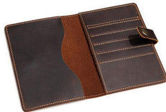 Handmade Mens Leather Small Slim Passport Wallet Vintage Bifold Long Wallet For Men - imessengerbags