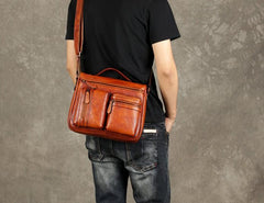 Genuine Leather Mens Cool Messenger Bag Briefcase Work Bag Business Bag for men