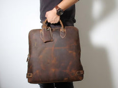 Handmade Leather Mens Cool Business Bag Briefcase Work Bag Laptop Bag for men - imessengerbags