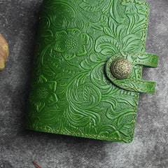 Handmade Leather Floral Mens Cool Short Wallet Card Holder Small Card Slim Wallets for Men