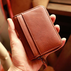 Black Leather Mens Card billfold Wallet Zipper Small Card Wallet Card Holders For Men