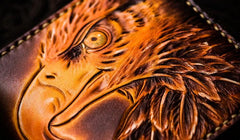 Handmade Leather Tooled Eagle Mens billfold Wallet Cool Leather Wallet Slim Wallet for Men - imessengerbags