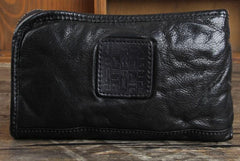 Genuine Leather Mens Cool Long Leather Wallet Cards Phone Zipper Clutch Wristlet Wallet for Men - imessengerbags