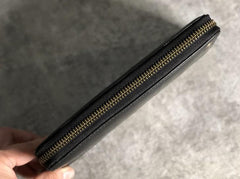 Genuine Leather Mens Cool Long Leather Wallet Zipper Clutch Wristlet Wallet for Men - imessengerbags