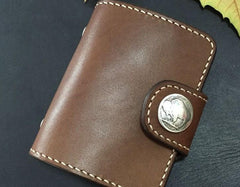 Handmade Leather Mens Cool Short Wallet Card Holder Small Card Slim Wallets for Men