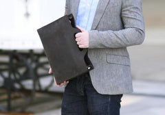 Genuine Leather Mens Cool Clutch Wristlet Bag Briefcase Work Bag Business Bag for men - imessengerbags