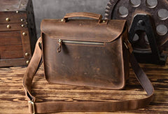 Handmade Leather Mens Cool Messenger Bag Briefcase Work Bag Business Bag for men