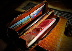 Handmade Leather Mens Tibetan Chain Biker Wallet Cool Leather Wallet Long Clutch Wallets for Men