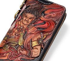 Handmade Leather Acalanatha Mens Chain Biker Wallet Cool Leather Wallet With Chain Wallets for Men