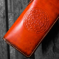 Handmade Leather Mens Tibetan Chain Biker Wallet Cool Leather Wallet Long Clutch Wallets for Men - imessengerbags