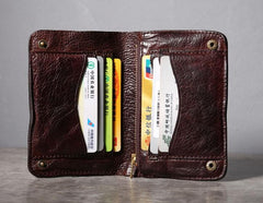 Handmade Genuine Leather Mens Cool Slim Leather Wallet Men Small Wallets Bifold for Men