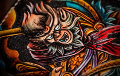 Handmade Leather Men Tooled Monkey King Cool Leather Wallet Long Phone Clutch Wallets for Men - imessengerbags