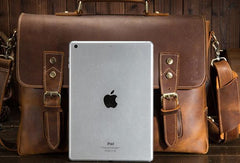 Cool Leather Mens Briefcase Business Briefcase Vintage Shoulder Bag HandBags for men