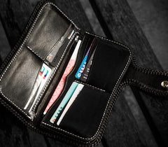 Handmade Leather Prajna Ghost Mens Chain Biker Wallet Cool Leather Wallet With Chain Wallets for Men - imessengerbags