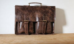 Genuine Leather Mens Cool Messenger Bag Briefcase Work Bag Laptop Bag for men