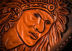 Handmade Leather Indian Chief Tooled Mens billfold Wallet Cool Leather Wallet Slim Wallet for Men - imessengerbags