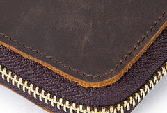 Vintage Cool Leather Mens Long Wallet Zipper Bifold Wallet Clutch Wallet For Men