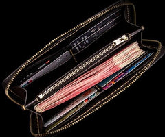 Handmade Leather Men Tooled Carp Cool Leather Wallet Long Phone Wallets for Men - imessengerbags