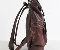 Genuine Leather Mens Cool Backpack Sling Bag Large Black Travel Bag Hiking Bag for men - imessengerbags