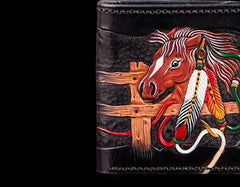 Handmade Leather Fine Horse Tooled Mens billfold Wallet Cool Leather Wallet Slim Wallet for Men - imessengerbags