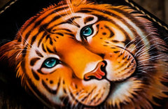 Handmade Leather Men Tooled Tiger Cool Leather Wallet Long Phone Clutch Wallets for Men - imessengerbags