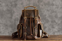 Handmade Leather Mens Cool Backpack Sling Bag Large Travel Bag Hiking Bag for men