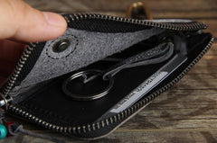 Handamde Genuine Leather Mens Cool Key Wallet Card Slim Wallet Key Holder Car Key Case for Men - imessengerbags