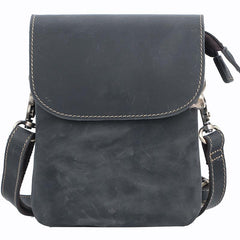 Cool Black Leather Mens Small Vertical Courier Bag Brown Messenger Bags Blue Postman Bag For Men - imessengerbags