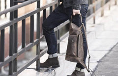 Genuine Leather Mens Cool Chest Bag Sling Bag Crossbody Bag Travel Bag Hiking Bag for men