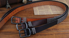 Genuine Leather Punk Rock Biker Trucker Mens Belt Men Black Coffee Belt for Men