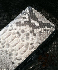 Handmade Leather Mens Clutch Wallet Cool Boa Skin Wallet Long Zipper Wallets for Men - imessengerbags
