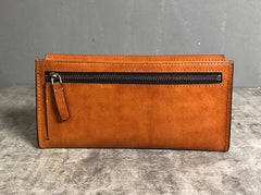 Handmade Leather Mens Cool Wallet Long Leather Wallet Clutch Wristlet Wallet for Men Women - imessengerbags