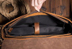 Cool Leather Mens Briefcases Business Briefcase Vintage Shoulder Bag HandBag for men