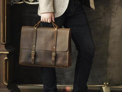 Genuine Leather Mens Cool Messenger Bag Briefcase Work Bag Business Bag for men - imessengerbags