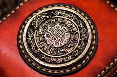 Handmade Leather Small Tibetan Tooled Mens billfold Wallet Cool Chain Wallet Biker Wallet for Men - imessengerbags