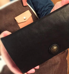 HandmadeLeather Mens Cool Long Leather Wallet Slim Travel Passport Wallet Clutch Wallet for Men - imessengerbags